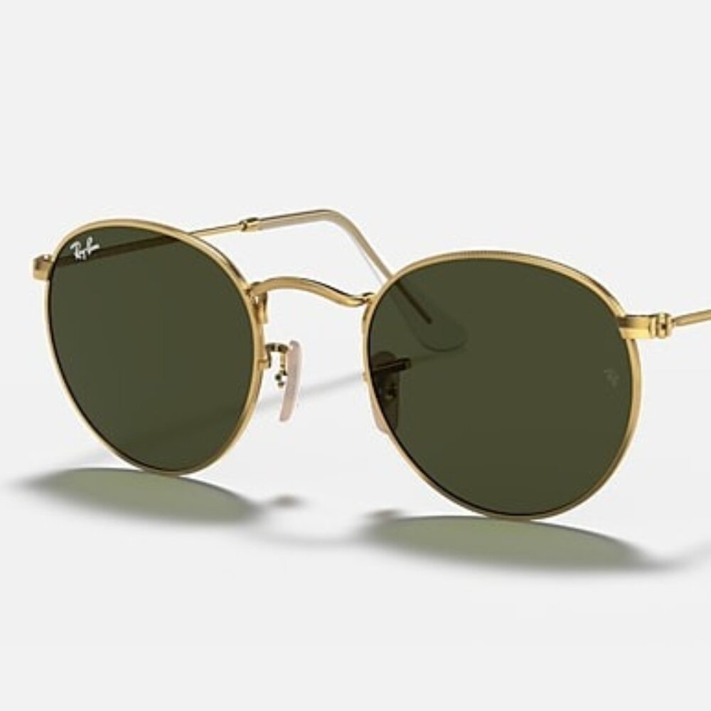 NEW RAY-BAN Round Metal – Polished Arista Gold Frame, G-15 Green Lenses, 50/21